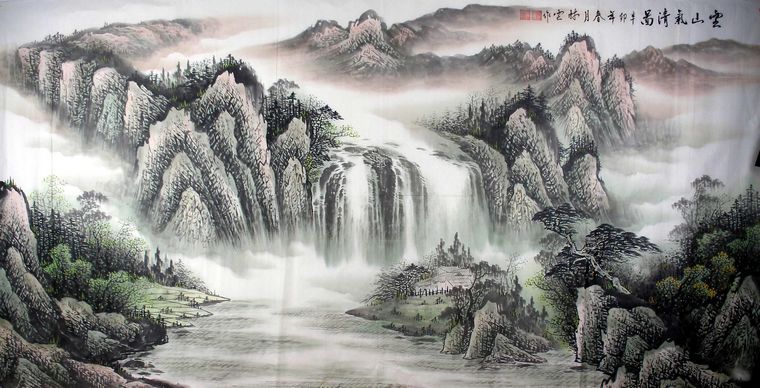 八尺山水畫作品